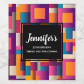 カラフル抽象芸術の四角形とシェイプの誕生日 ワインラベル (シングルラベル)