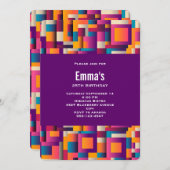 カラフル抽象芸術の四角形とシェイプの誕生日 招待状 (正面/裏面)