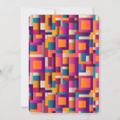 カラフル抽象芸術の四角形とシェイプの誕生日 招待状 (裏面)