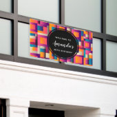 カラフル抽象芸術の四角形とシェイプの誕生日 横断幕 (ビルの外側)