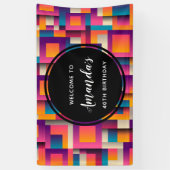 カラフル抽象芸術の四角形とシェイプの誕生日 横断幕 (縦)