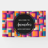 カラフル抽象芸術の四角形とシェイプの誕生日 横断幕 (横)