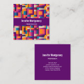 カラフル抽象芸術の正方形とシェイプの正方形 スクエア名刺 (正面/裏面)