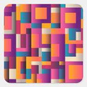 カラフル抽象芸術の正方形と幾何形状 スクエアシール (正面)