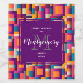 カラフル抽象芸術の正方形と形ワイン作り ワインラベル (シングルラベル)