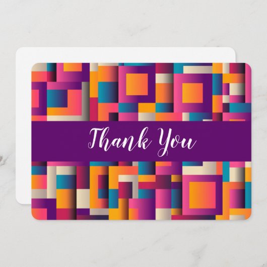 カラフル抽象芸術の正方形と形状ありがとう サンキューカード (正面/裏面)