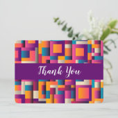 カラフル抽象芸術の正方形と形状ありがとう サンキューカード (スタンド正面)