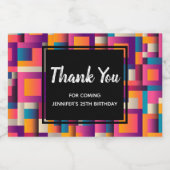 カラフル抽象芸術の正方形と形状ありがとう スパークリングワインラベル (シングルラベル)