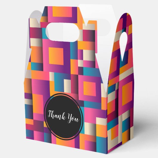 カラフル抽象芸術の正方形と形状ありがとう フェイバーボックス (オープン)