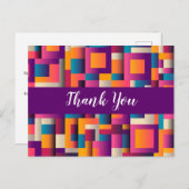 カラフル抽象芸術の正方形と形状ありがとう ポストカード (正面/裏面)