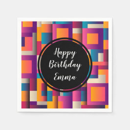 カラフル抽象芸術の正方形と形状 スタンダードカクテルナプキン