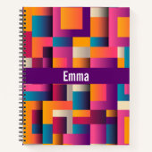 カラフル抽象芸術の正方形と形状 ノートブック (正面)