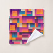 カラフル抽象芸術の正方形と形状 バスタオルセット (ウォッシュタオル)