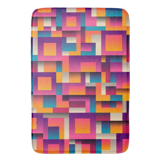 カラフル抽象芸術の正方形と形状 バスマット (正面縦)