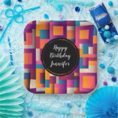 カラフル抽象芸術の正方形と形状 ペーパープレート (パーティー)