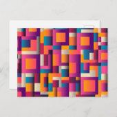 カラフル抽象芸術の正方形と形状 ポストカード (正面/裏面)