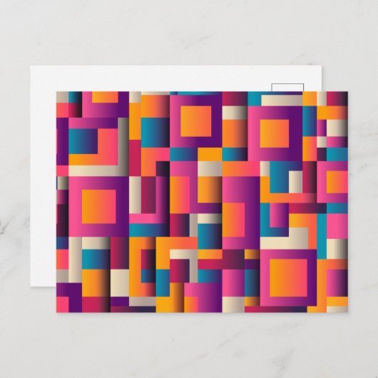カラフル抽象芸術の正方形と形状 ポストカード (正面/裏面)