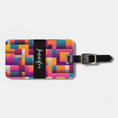 カラフル抽象芸術の正方形と形状 ラゲッジタグ (正面横)