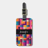 カラフル抽象芸術の正方形と形状 ラゲッジタグ (正面縦)