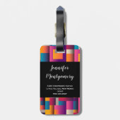 カラフル抽象芸術の正方形と形状 ラゲッジタグ (裏面縦)