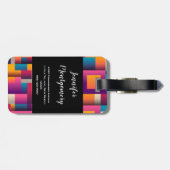 カラフル抽象芸術の正方形と形状 ラゲッジタグ (裏面横)