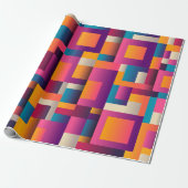 カラフル抽象芸術の正方形と形状 ラッピングペーパー (アンロールド)