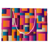 カラフル抽象芸術の正方形と形状 ラージペーパーバッグ (裏面)