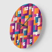 カラフル抽象芸術の正方形と形状 ラージ壁時計 (傾斜)