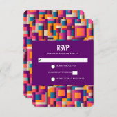 カラフル抽象芸術の正方形と形状 出欠カード (正面/裏面)