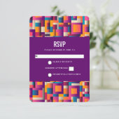 カラフル抽象芸術の正方形と形状 出欠カード (スタンド正面)