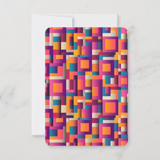 カラフル抽象芸術の正方形と形状 出欠カード (裏面)