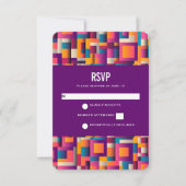 カラフル抽象芸術の正方形と形状 出欠カード (正面)