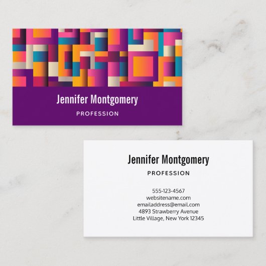 カラフル抽象芸術の正方形と形状 名刺 (正面/裏面)