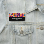 カラフル抽象芸術の正方形と形状 名札 (インサイチュ)