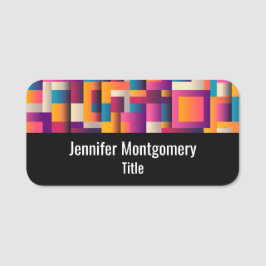 カラフル抽象芸術の正方形と形状 名札