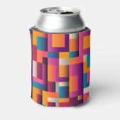 カラフル抽象芸術の正方形と形状 缶クーラー (缶裏面)