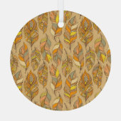 カラフル抽象芸術の羽:ヴィンテージパターン ガラスオーナメント (裏面)