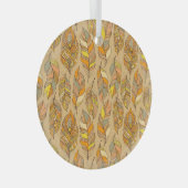 カラフル抽象芸術の羽:ヴィンテージパターン ガラスオーナメント (正面右)