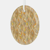 カラフル抽象芸術の羽:ヴィンテージパターン ガラスオーナメント (正面左)