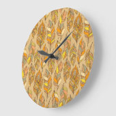 カラフル抽象芸術の羽：ヴィンテージパターン ラージ壁時計 (傾斜)