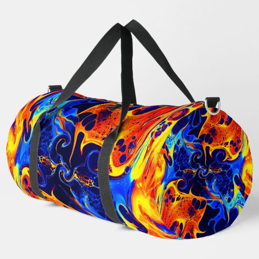 カラフル抽象芸術の色の波形 ダッフルバッグ (左コーナー)