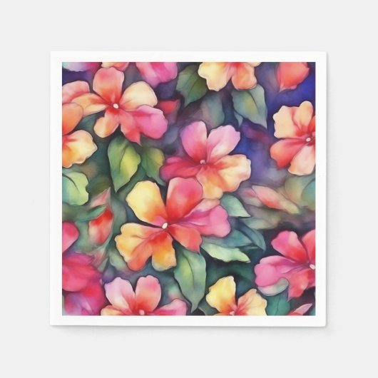 カラフル抽象芸術の花のパターン スタンダードカクテルナプキン (正面)