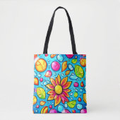カラフル抽象芸術の花 トートバッグ (正面)