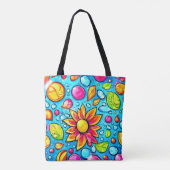 カラフル抽象芸術の花 トートバッグ (裏面)