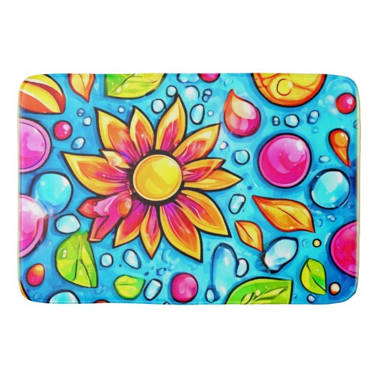 カラフル抽象芸術の花 バスマット (正面)