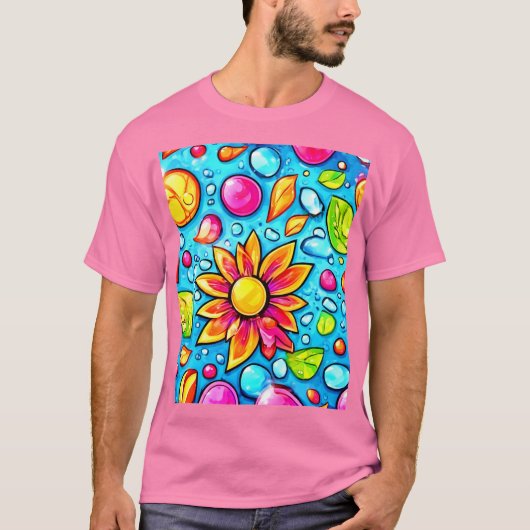 カラフル抽象芸術の花 Tシャツ (正面)
