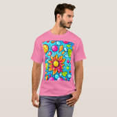 カラフル抽象芸術の花 Tシャツ (正面フル)