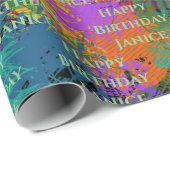 カラフル抽象芸術の追加誕生日または退職文字 ラッピングペーパー (ロールコーナー)