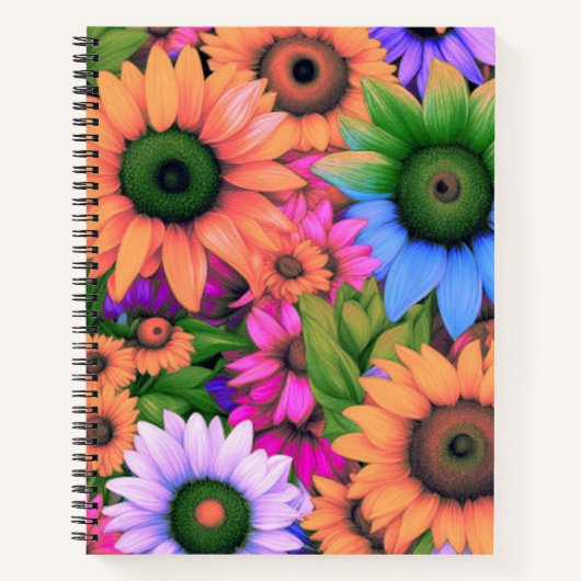 カラフル抽象芸術ひまわり#2 – スパイラルノートブック ノートブック (正面)