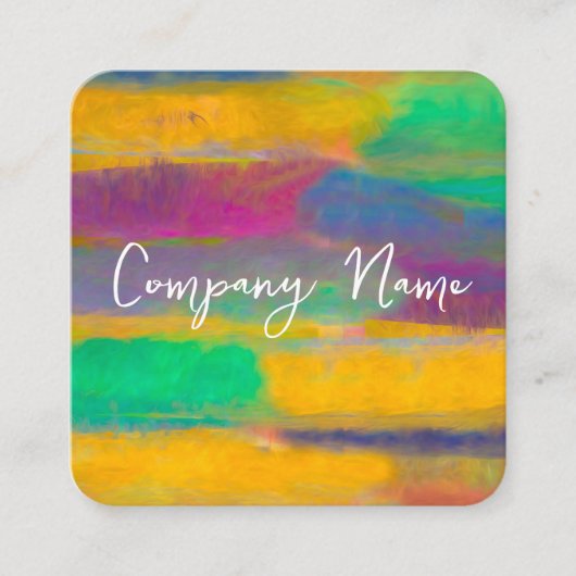 カラフル抽象芸術アはっきりしたートとブライトカスタム スクエア名刺 (正面)